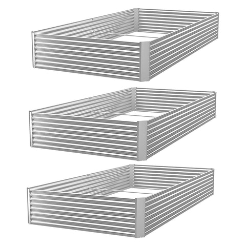 CATMANOR 3-pack corrugated galvanized-steel raised bed for durable outdoor vegetable gardening.