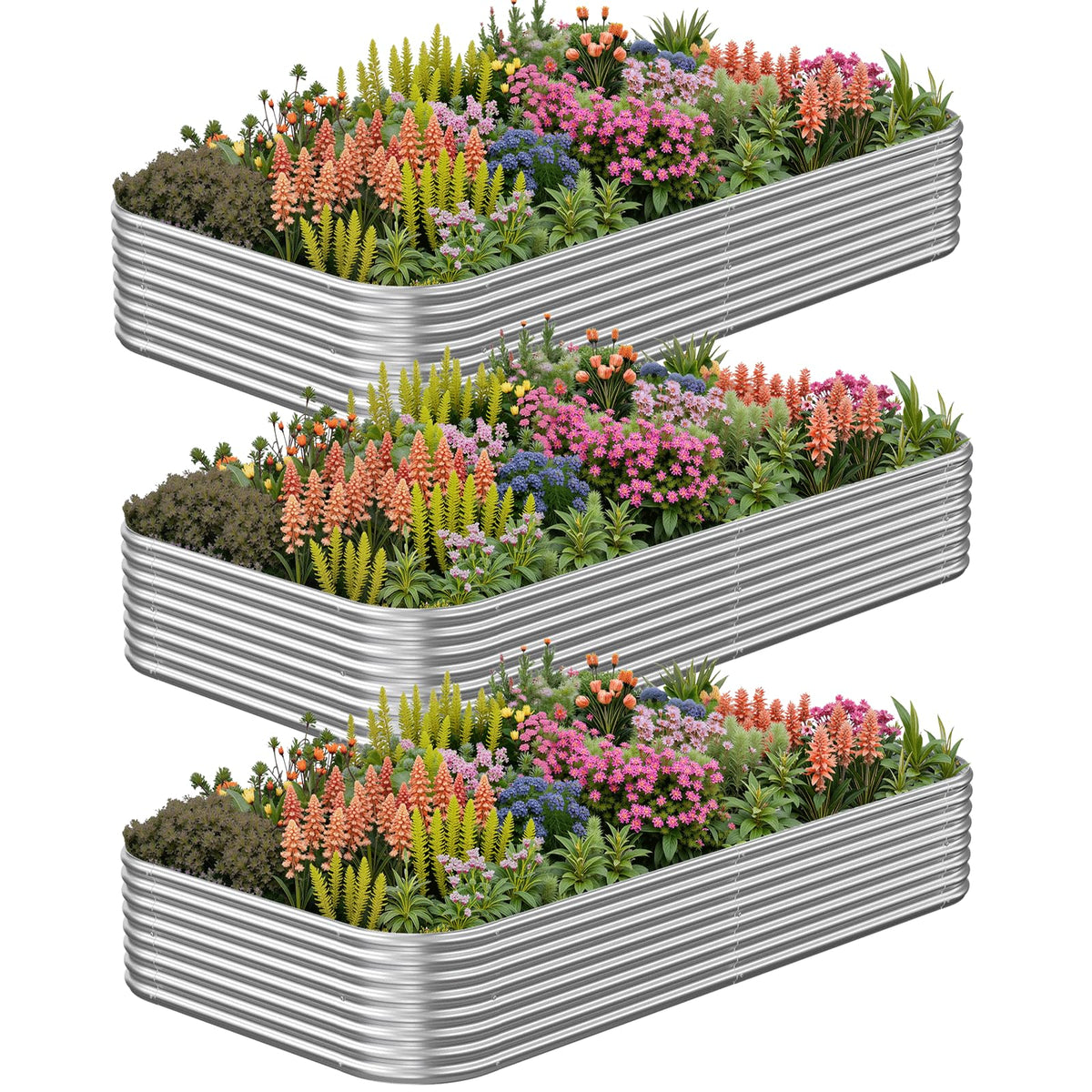 CATMANOR 3x2ft raised bed pack front view highlights sturdy galvanized steel for outdoor gardening