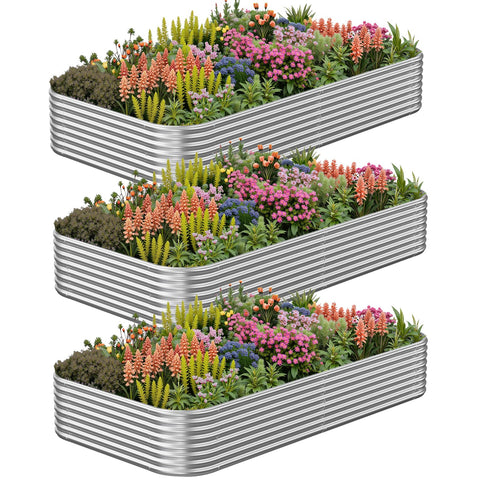 CATMANOR 3x2ft raised bed pack front view highlights sturdy galvanized steel for outdoor gardening