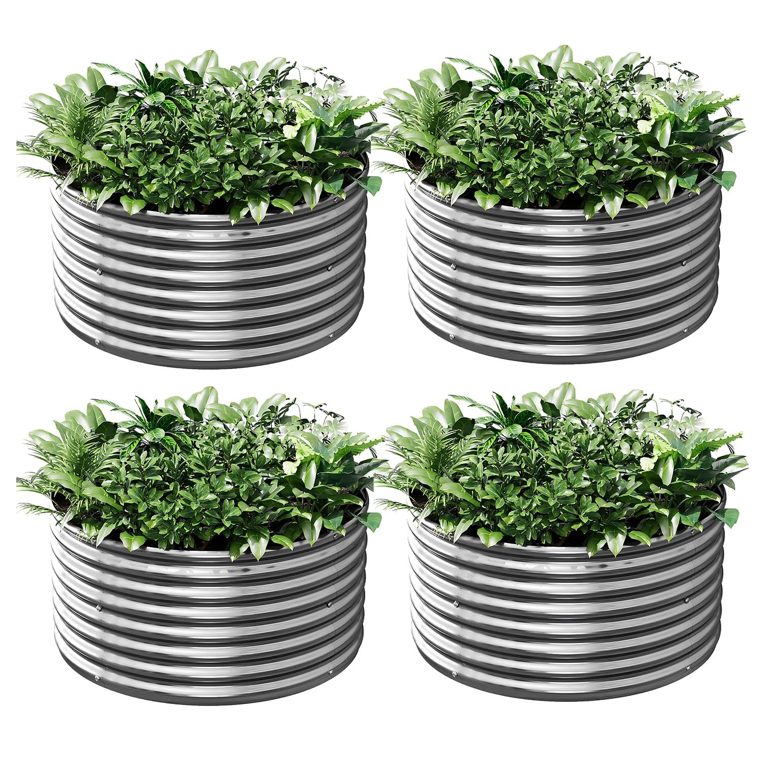 CATMANOR 4-pack raised bed top view shows durable galvanized steel for outdoor gardens