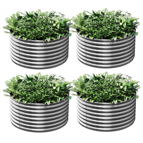 CATMANOR 4-pack raised bed top view shows durable galvanized steel for outdoor gardens
