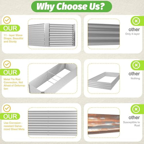 CATMANOR galvanized steel bed with predrilled holes enables quick tool-free assembly.