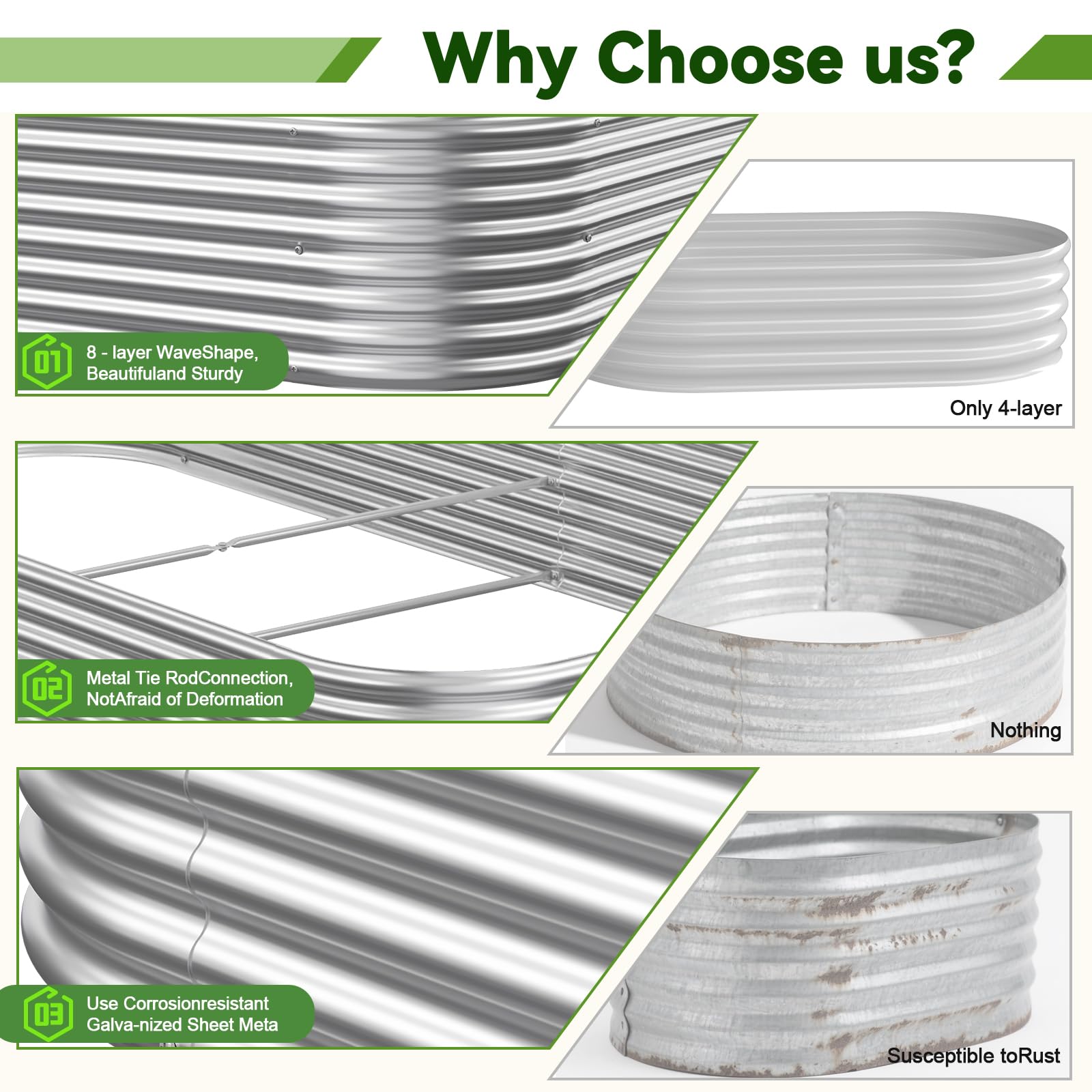 CATMANOR galvanized steel exterior bed demonstrates weather resistance and long-term durability