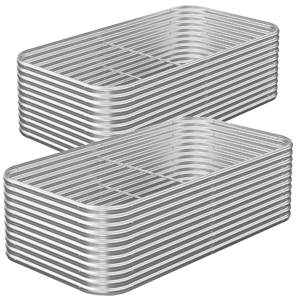 CATMANOR tall 8x3ft galvanized bed front view, ideal for organized vegetable and flower growing.