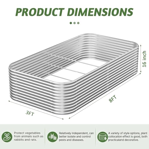 CATMANOR galvanized bed side view shows sturdy durability for year-round outdoor use.