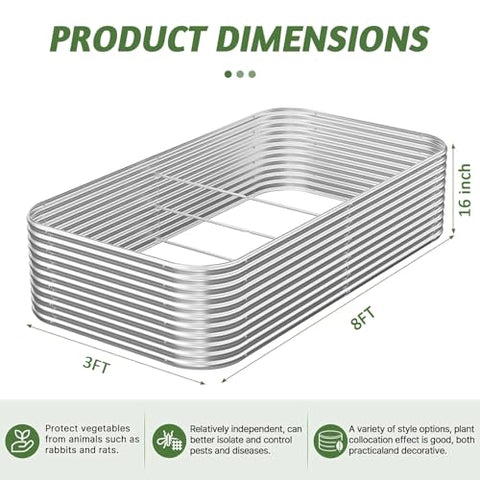 CATMANOR galvanized bed side view shows sturdy durability for year-round outdoor use.