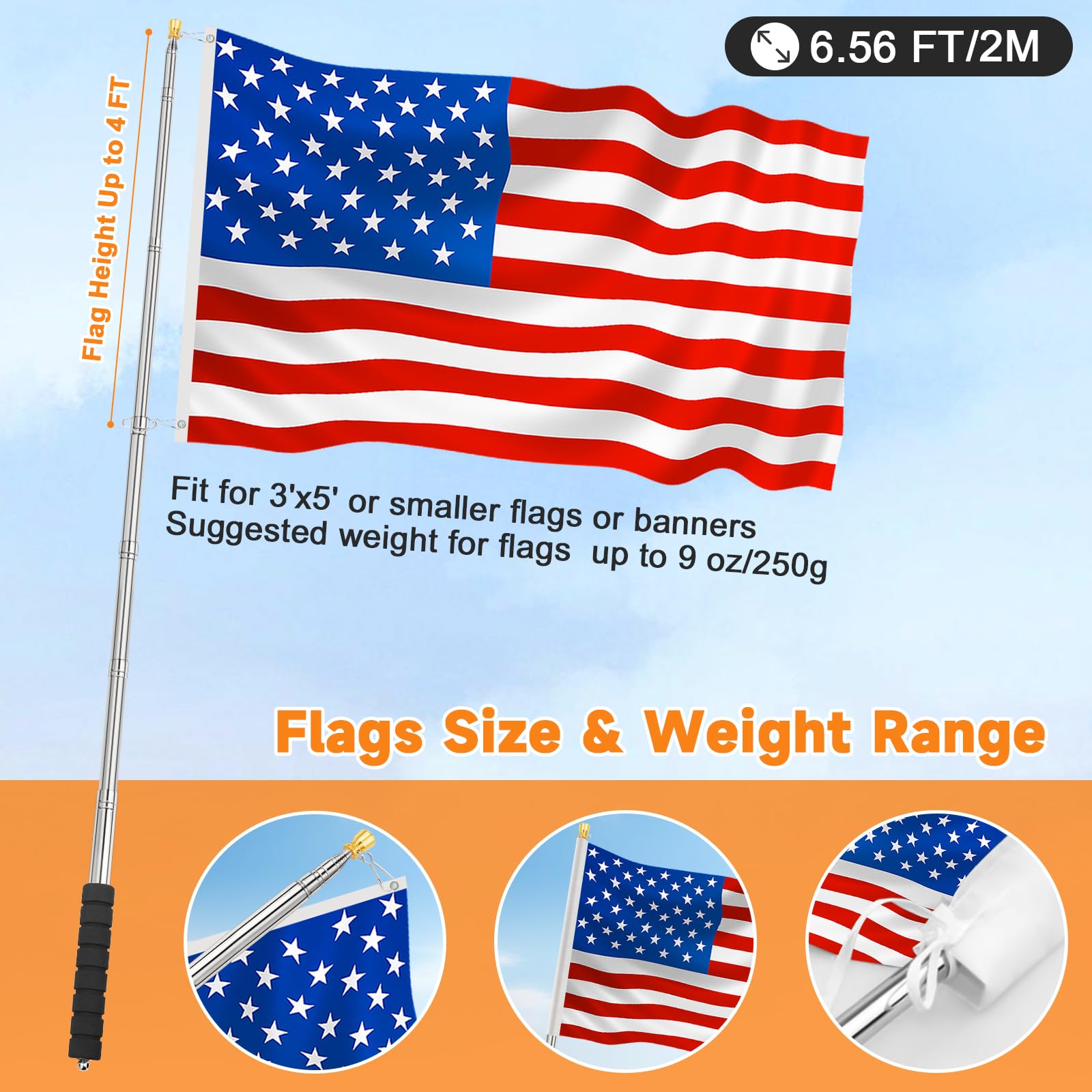 CATMOOW flag pole compact storage ready for travel