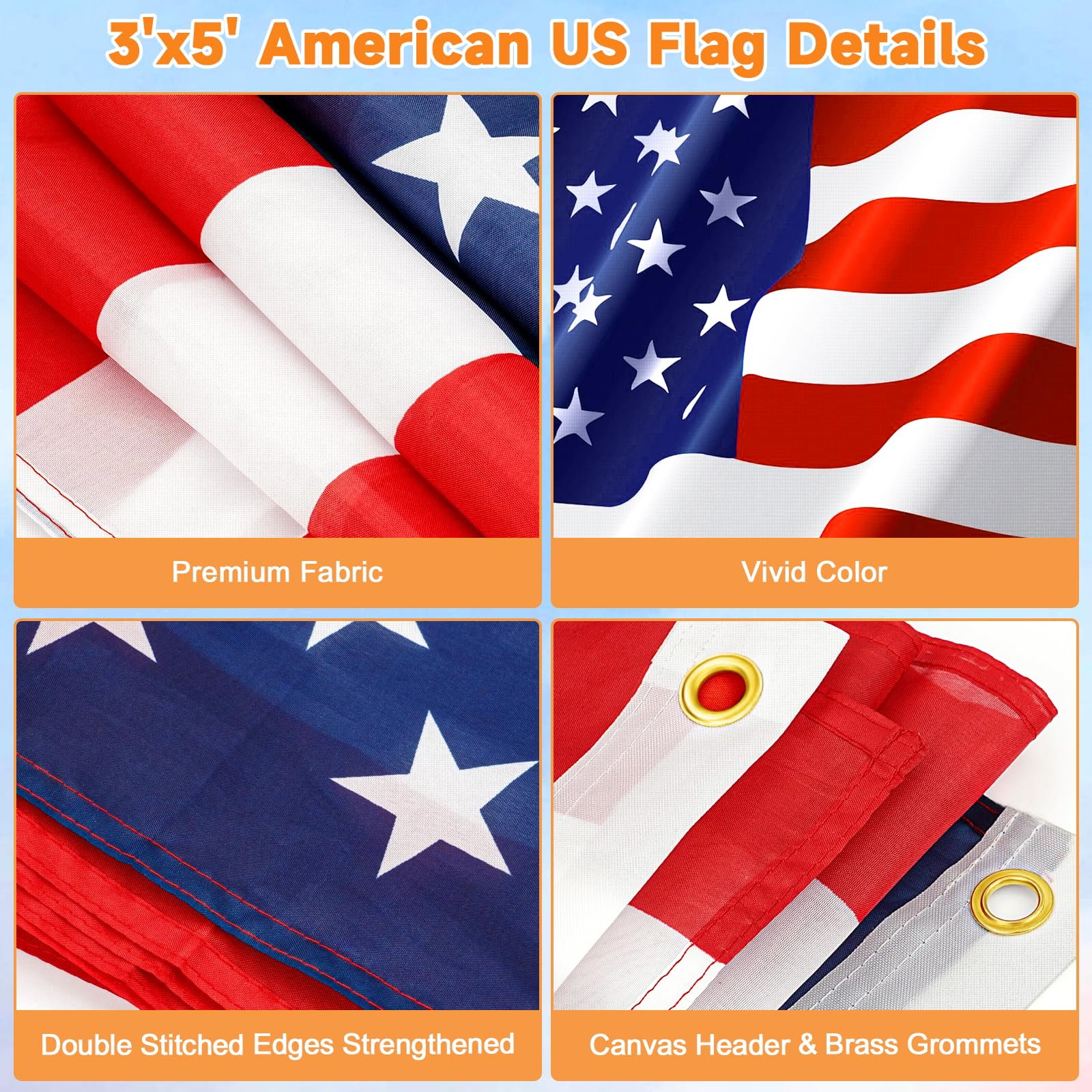 CATMOOW flagpole includes clips, carabiners, and lanyard for versatility