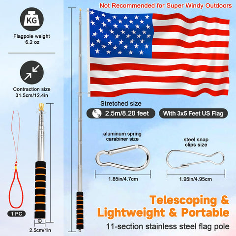 CATMOOW flagpole collapsed to compact travel size for easy packing