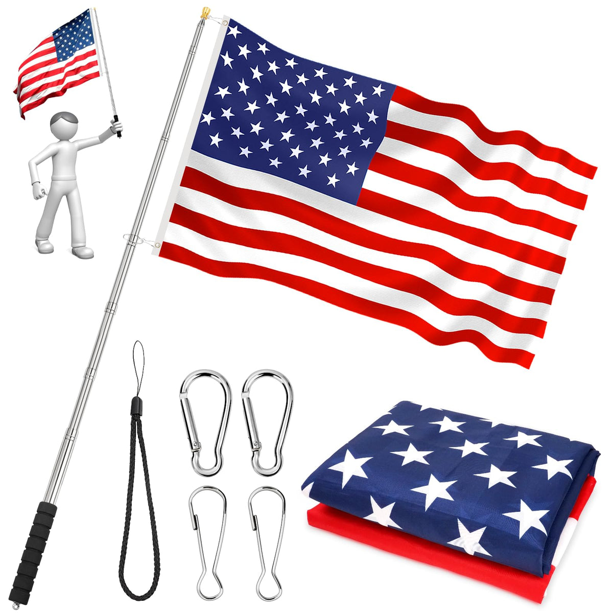 CATMOOW telescopic flag pole extended for outdoor display