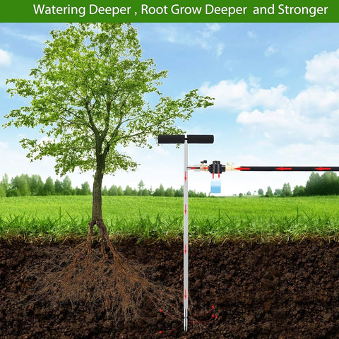 Caulimo deep root watering tool in stainless steel highlighting durability and rust resistance.