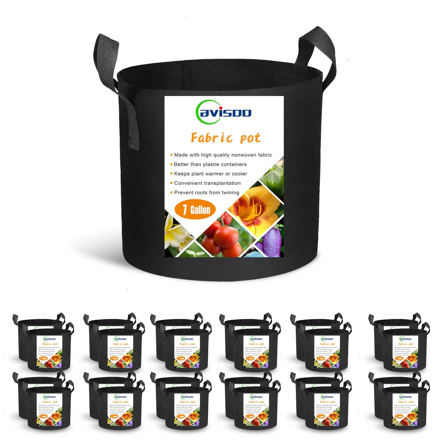 Cavisoo 24-pack grow bags with heavy-duty thickened fabric for long-lasting planting