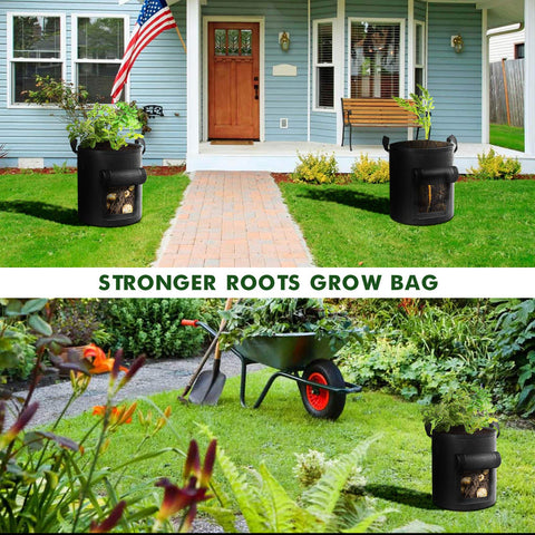 Cavisoo 5-pack 10 gallon potato grow bag suitable for tomatoes, vegetables, and fruits in any growing setup.