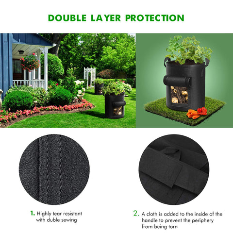 Cavisoo 5-pack 10 gallon potato grow bag prevents root circling through good ventilation and air pruning.