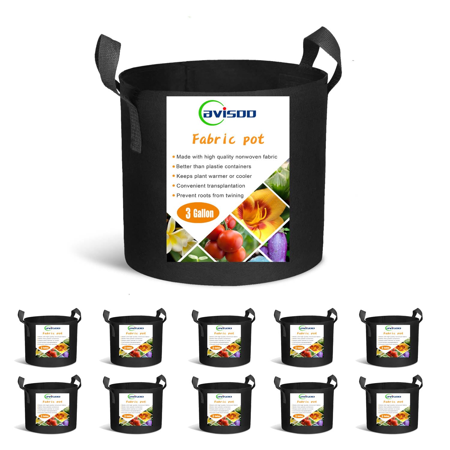 Cavisoo 3-gallon grow bags demonstrate durable construction for repeated plantings.