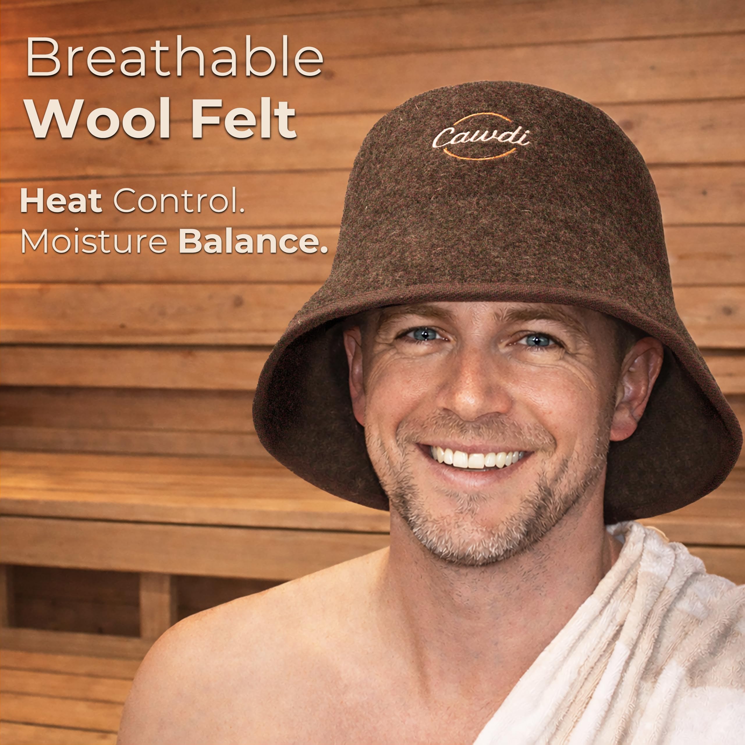 Cawdi felt wool sauna hat interior view highlighting breathability