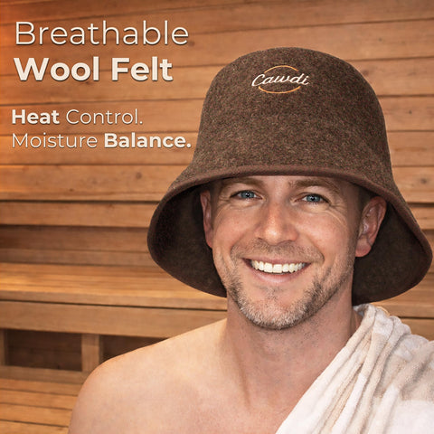 Cawdi felt wool sauna hat interior view highlighting breathability