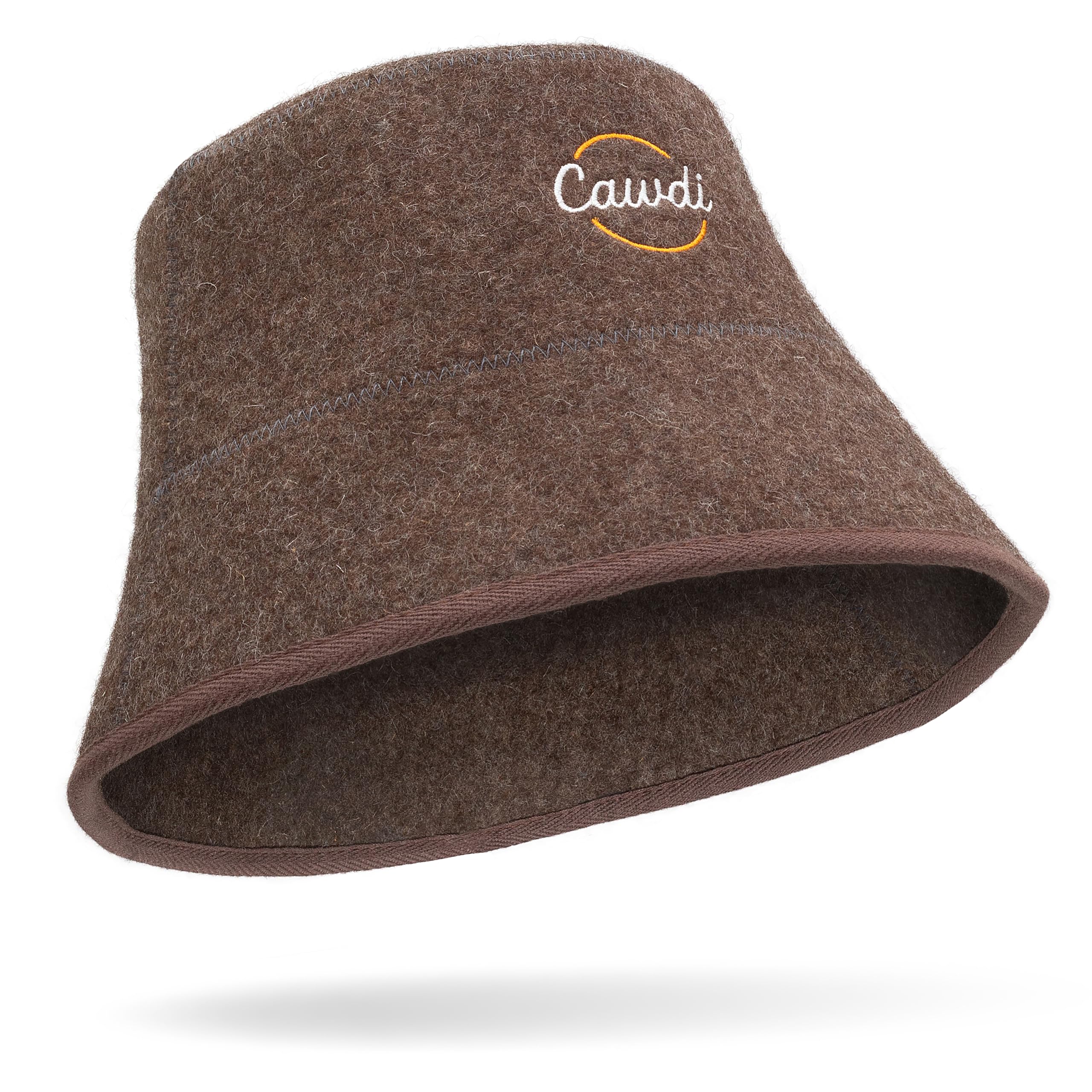 Cawdi wool sauna hat close-up showing felt texture for warmth and hair protection