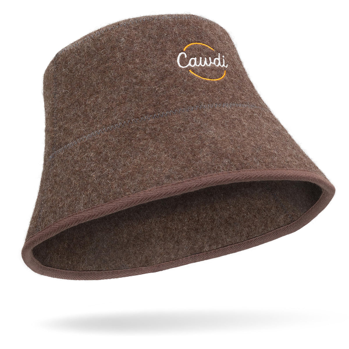 Cawdi wool sauna hat close-up showing felt texture for warmth and hair protection