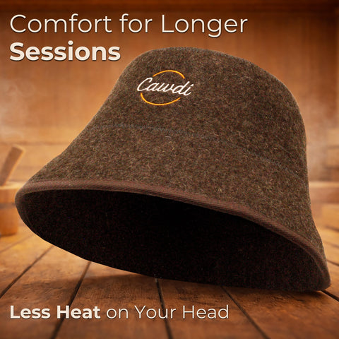 Cawdi wool sauna hat presented as a Finnish gift idea