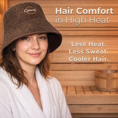 Cawdi wool sauna hat unisex design with traditional banya influence