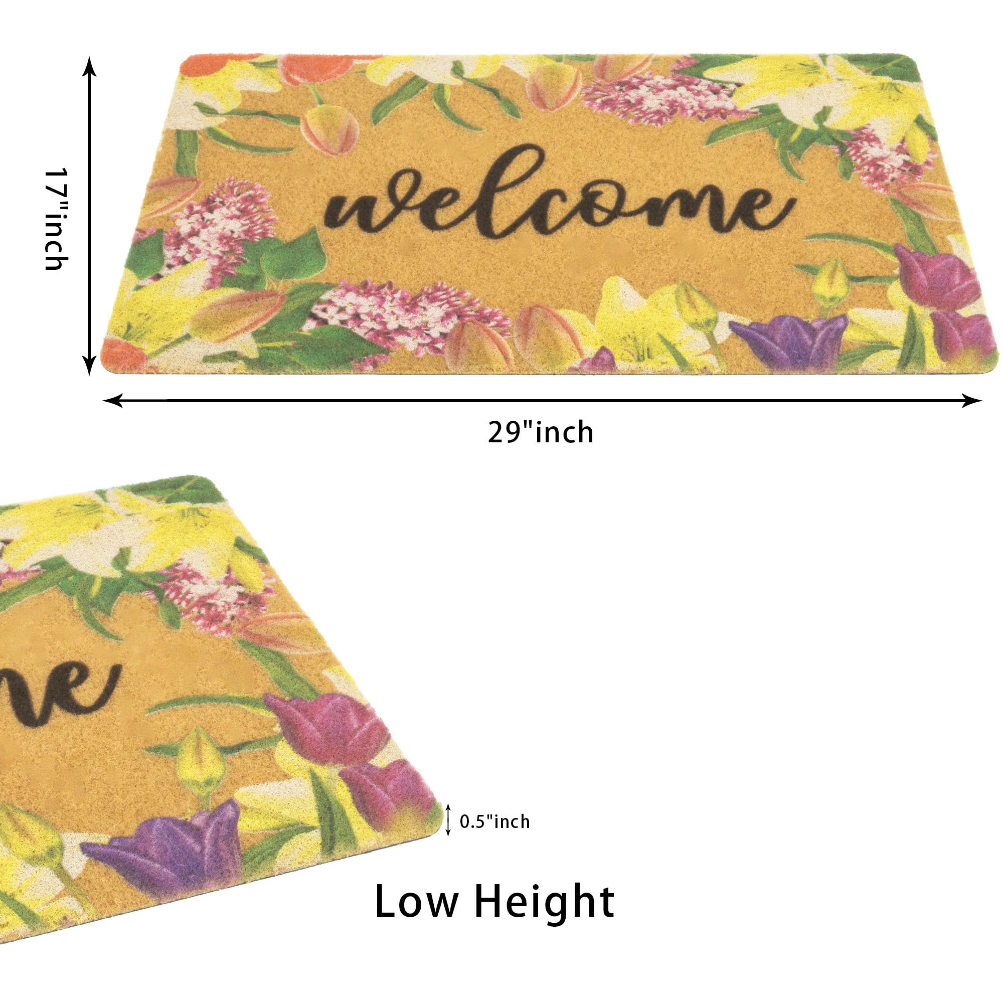CaySep 17x29 inch mat sized for standard entryways and porches.
