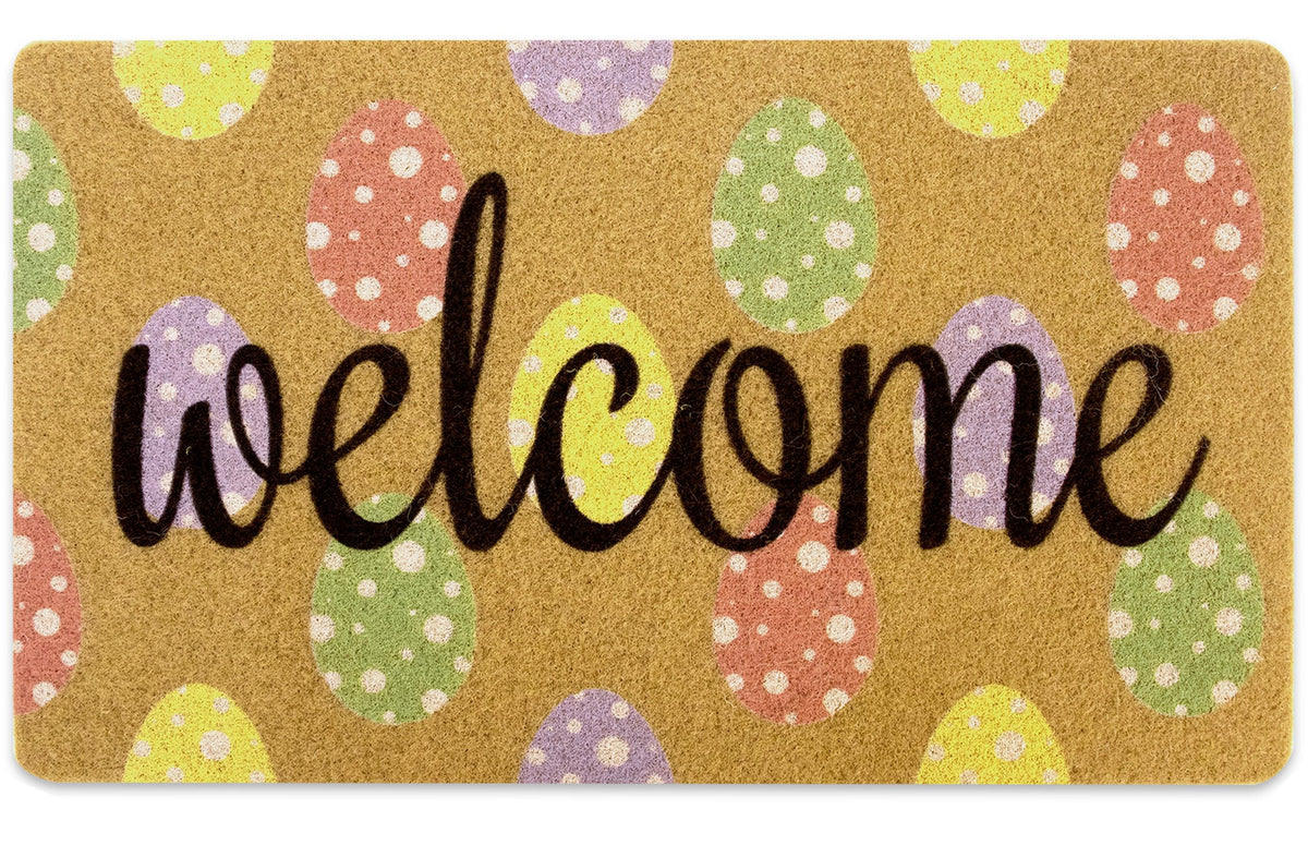CaySep Easter Welcome Doormat front view with festive entryway decor.