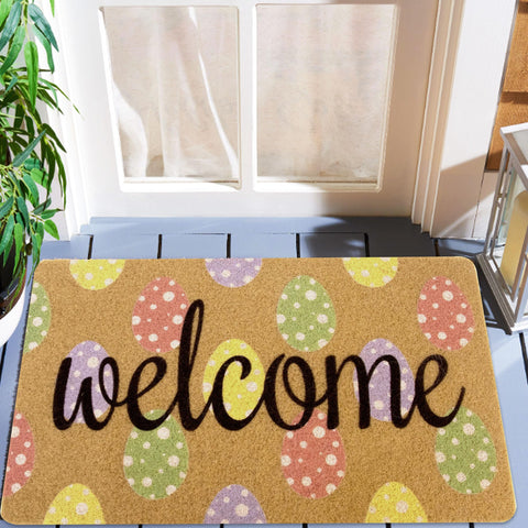 CaySep Easter design welcome mat emphasizing seasonal decor at the threshold.