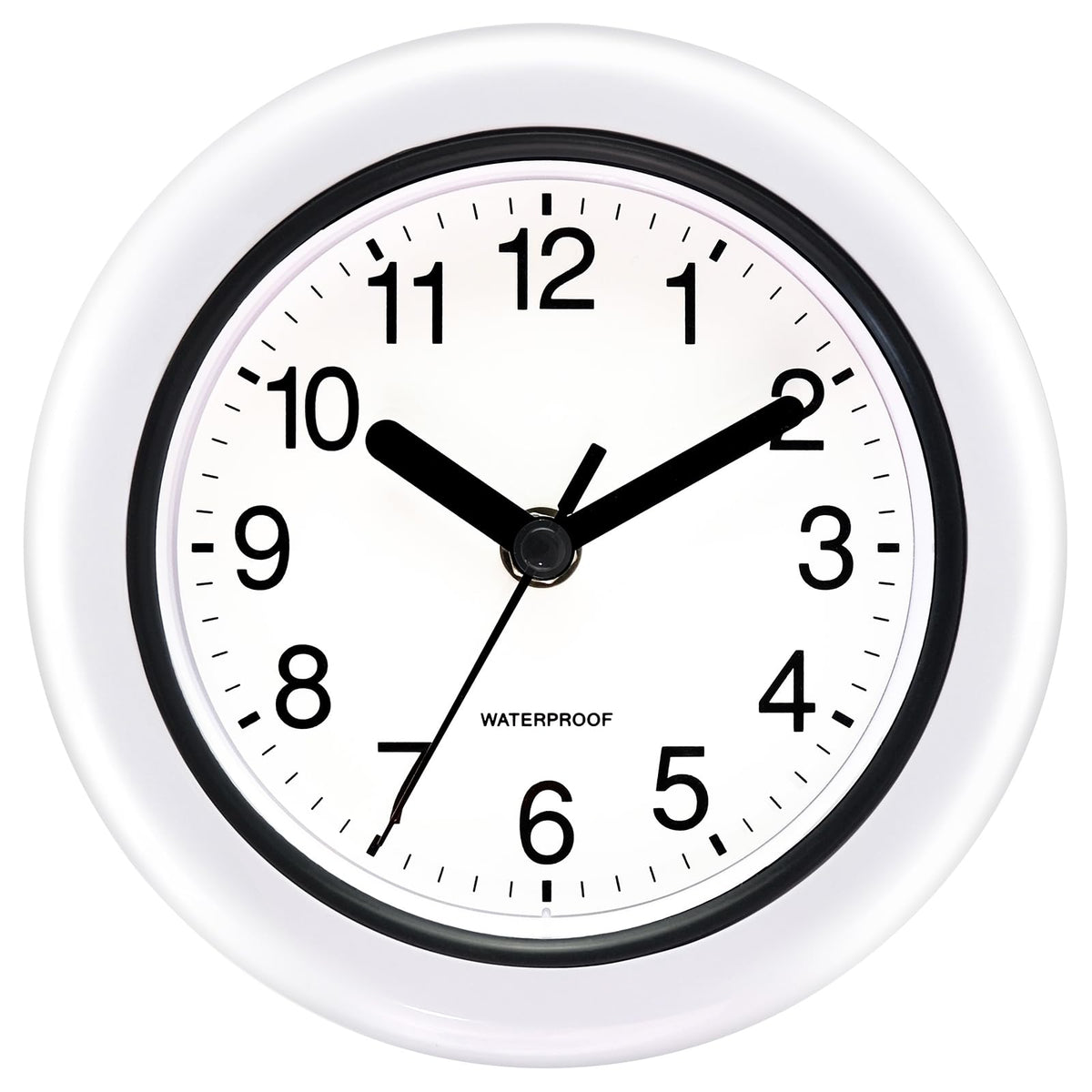 Caysie clock sealed outdoor front view showing weatherproof design for patios
