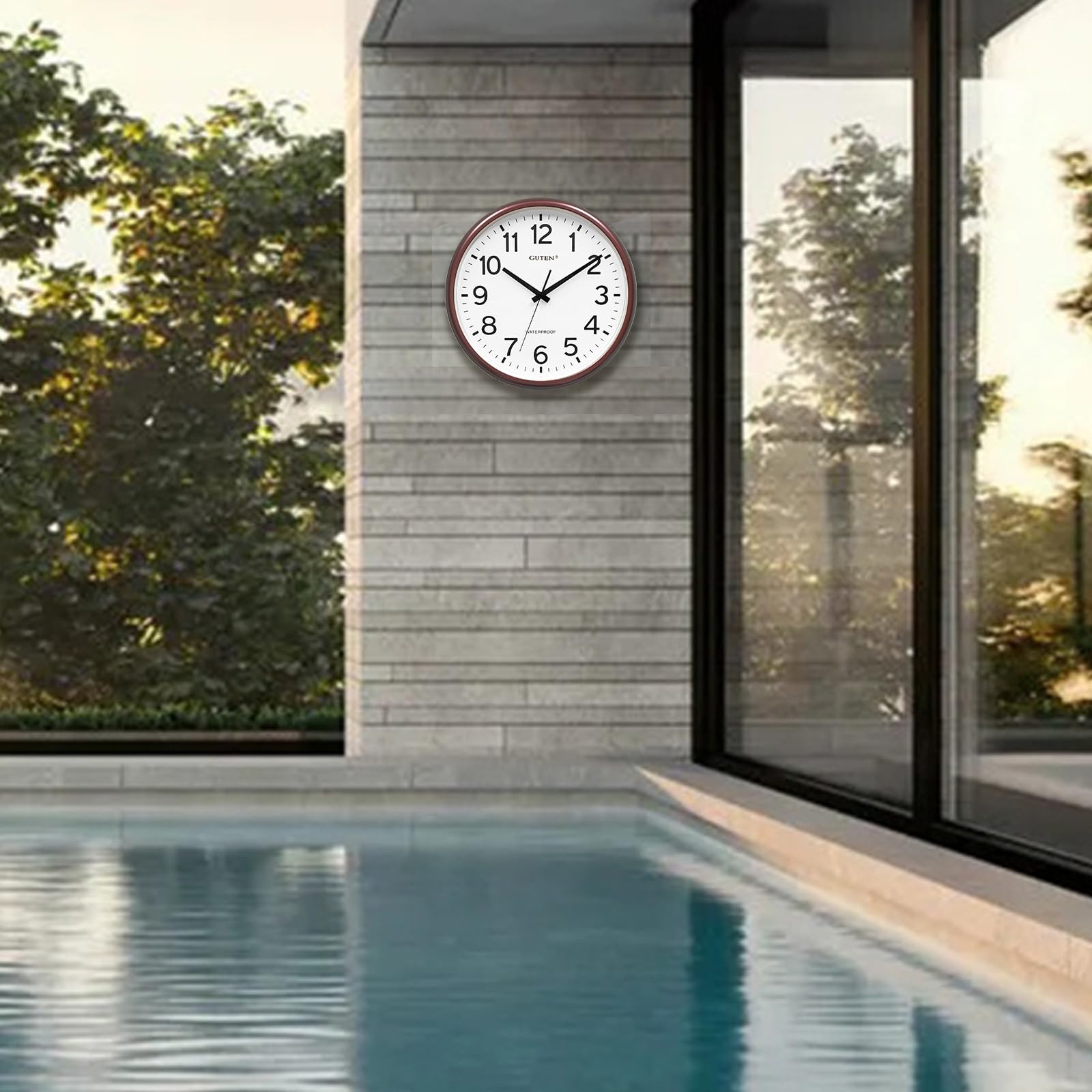 Caysie brown clock with flat glass lens is easy to clean.