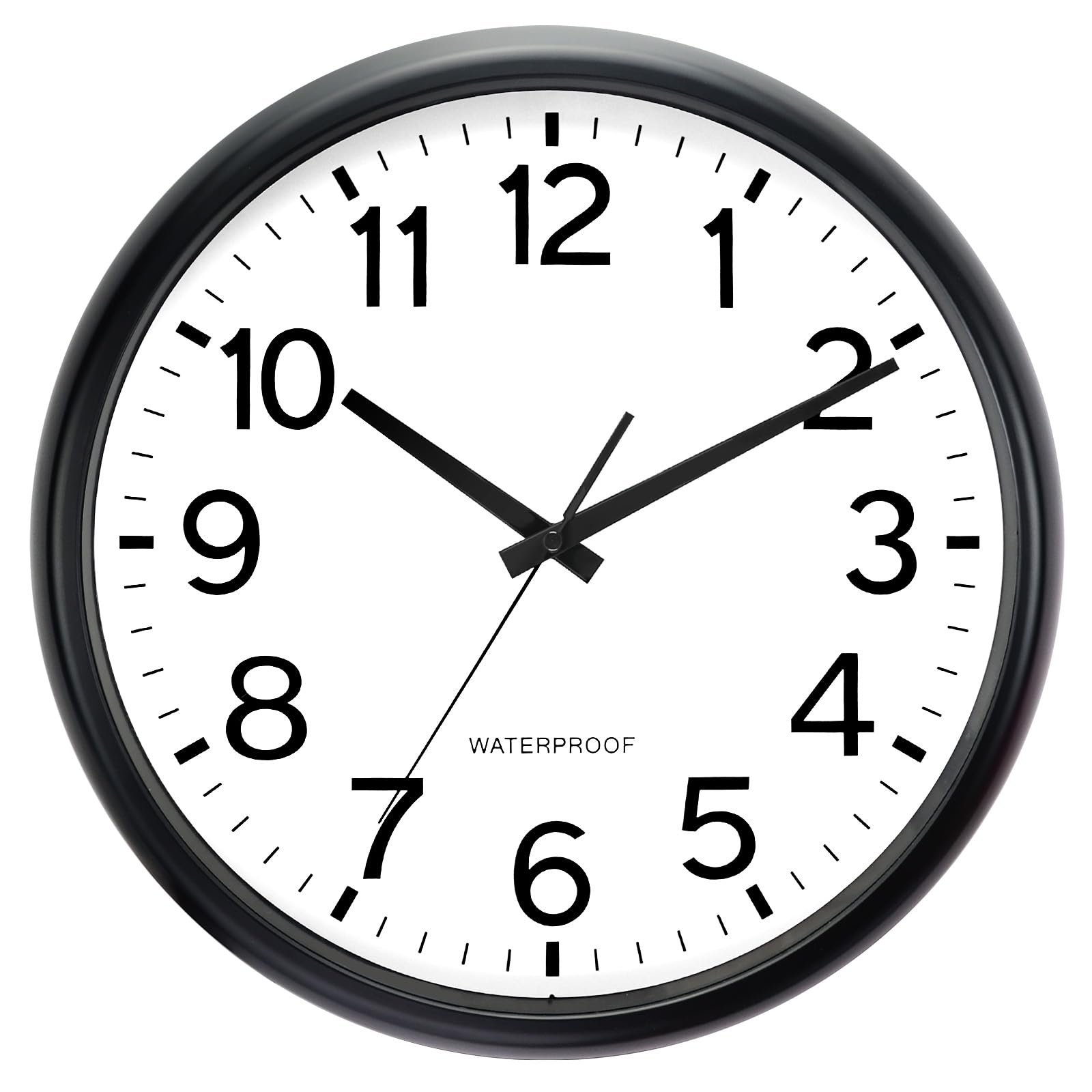 Caysie 16-inch outdoor clock front view with clear, large numerals for easy outdoor reading.