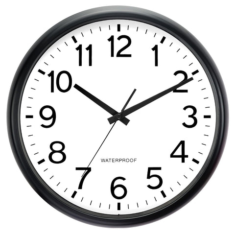 Caysie 16-inch outdoor clock front view with clear, large numerals for easy outdoor reading.