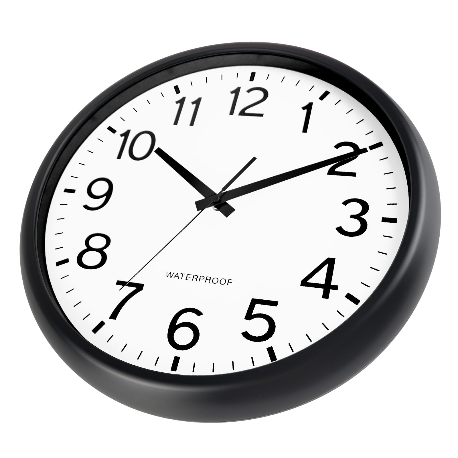 Caysie clock features silent quartz movement for quiet outdoor operation.