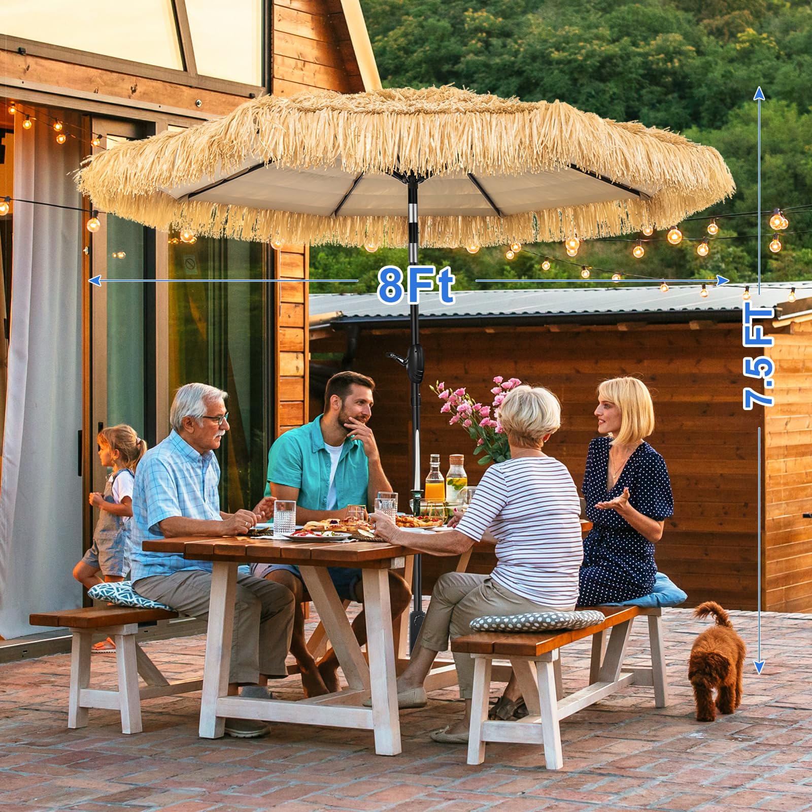 CBFULLRES thatched canopy UV-resistant for sunny patios.