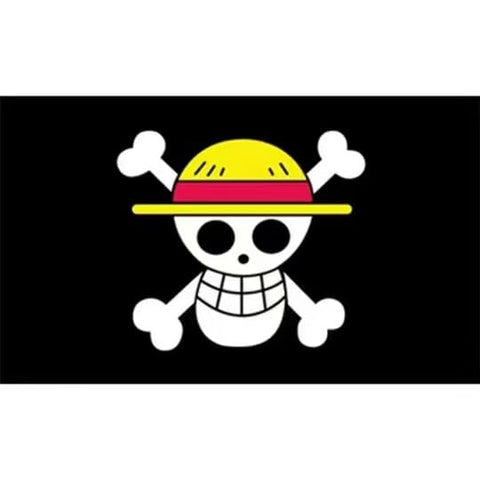CBKSUHBADE One Piece flag front view with Luffy's straw hat for festive decor.