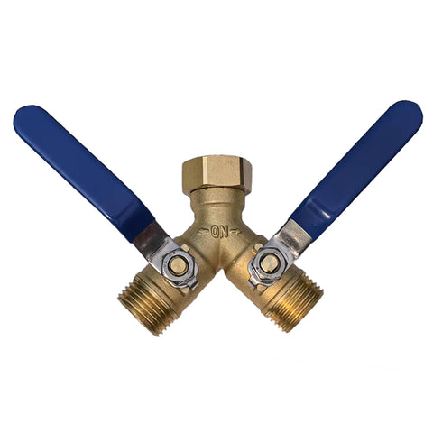 Cbumane brass garden hose diverter shows 2-way flow for flexible watering
