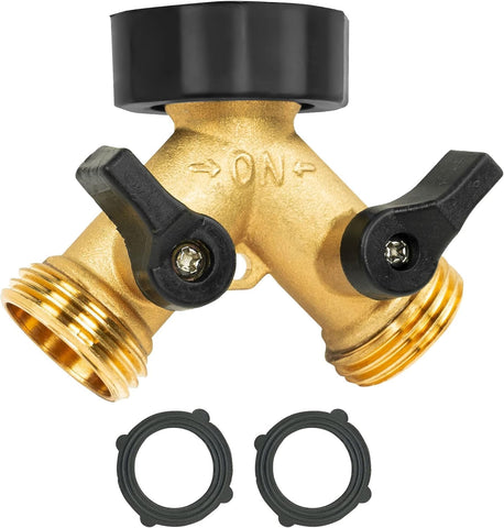Cbumane garden hose splitter 2-way enables easy simultaneous watering.