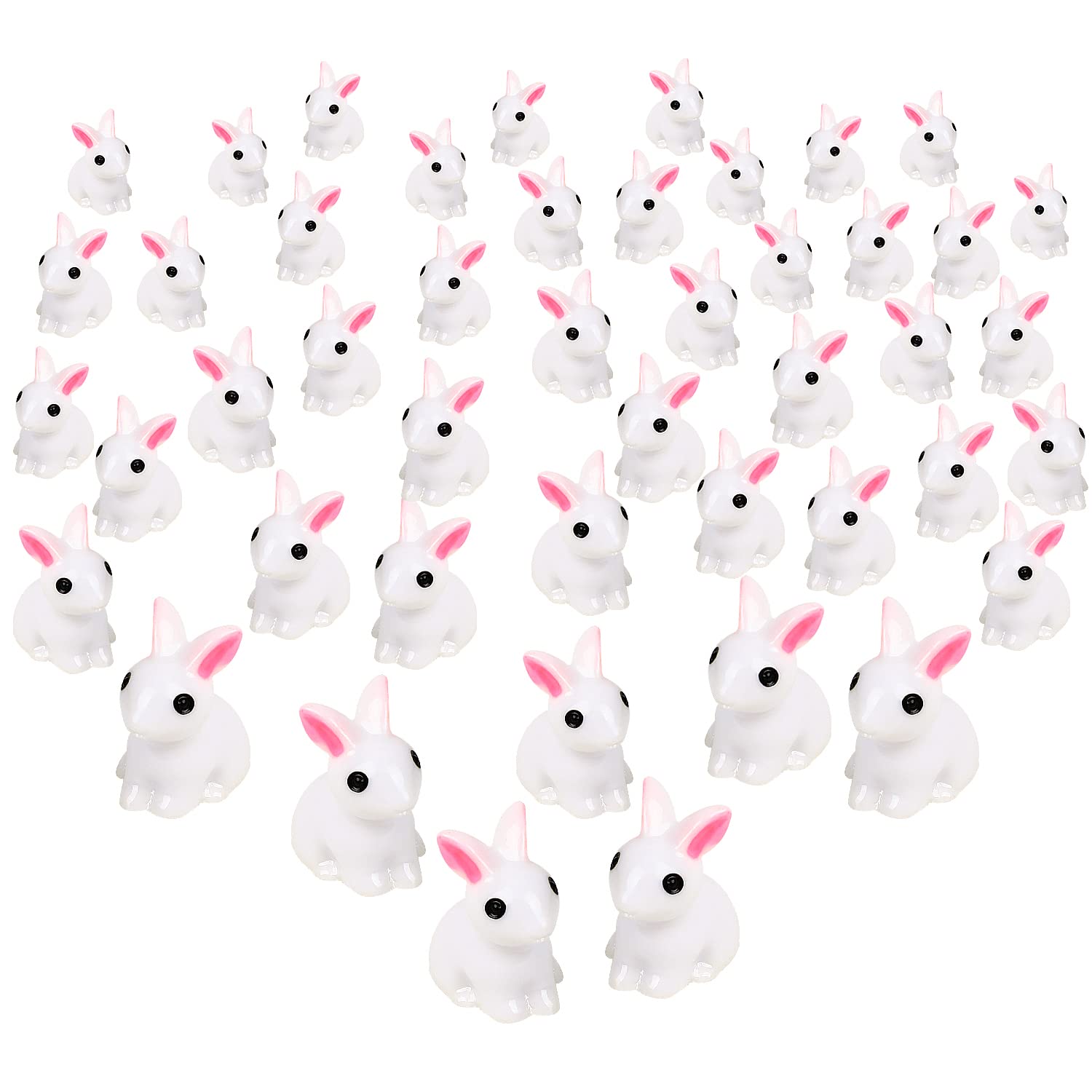 CCINEE 50pcs mini resin bunny figures for cute dollhouse decor and Easter displays.