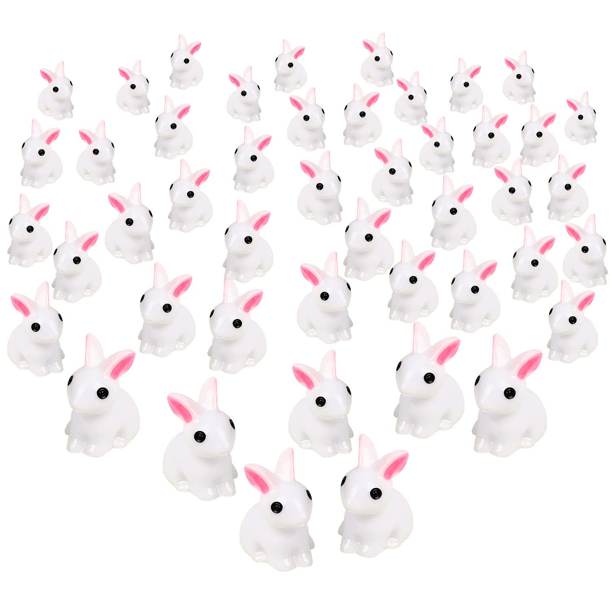 CCINEE 50pcs mini resin bunny figures for cute dollhouse decor and Easter displays.