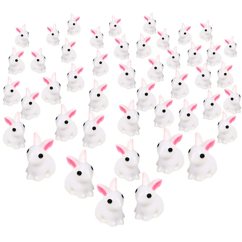 CCINEE 50pcs mini resin bunny figures for cute dollhouse decor and Easter displays.