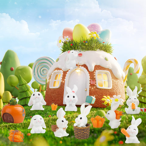 CCINEE resin rabbit ornaments withstand outdoor displays and moisture.