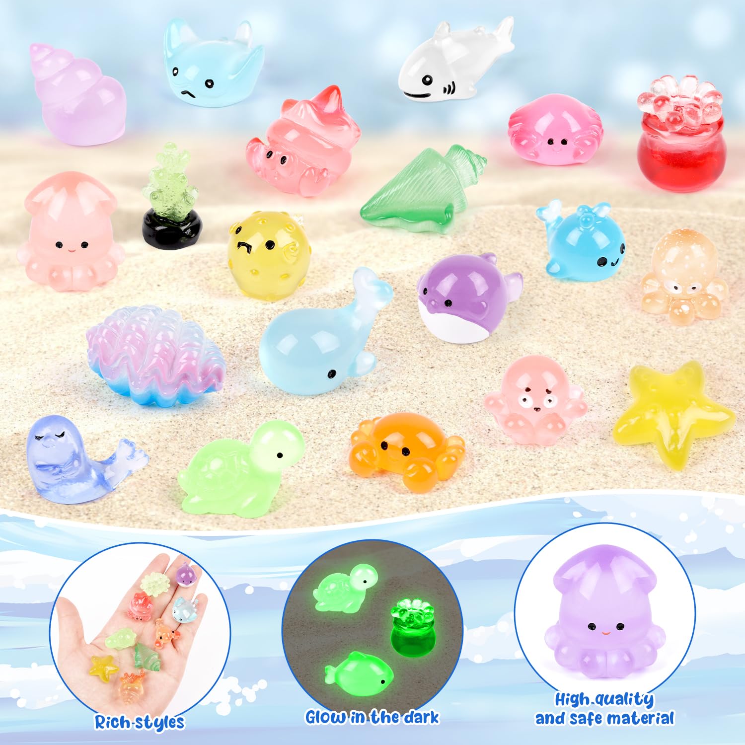 CCINEE luminous ocean octopus figure for fairy gardens with glow-in-the-dark charm