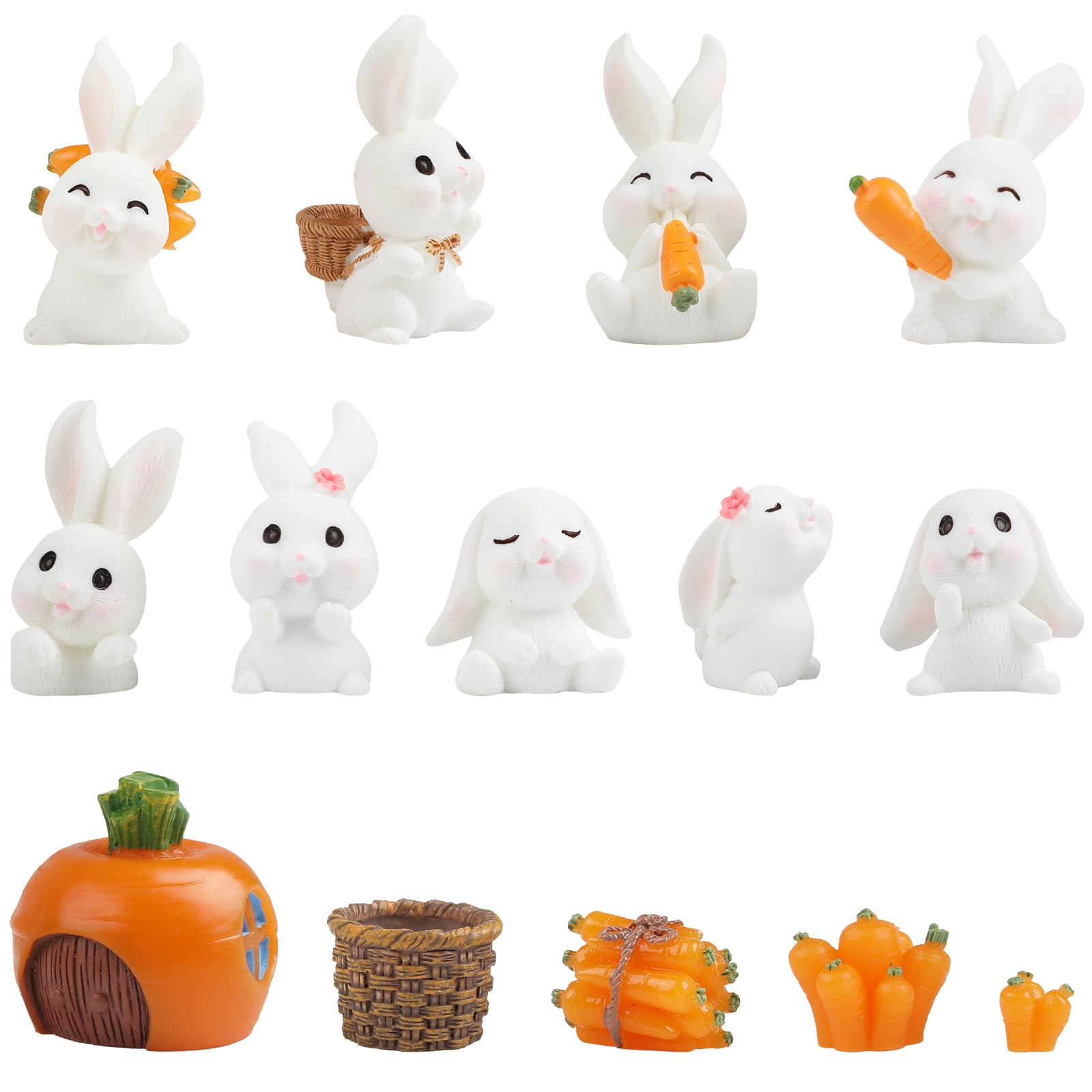 CCINEE rabbit miniature figurine set enhances fairy garden aesthetics for DIY decorating.