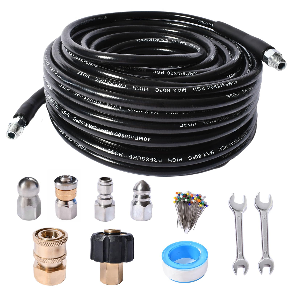 CCLANCY sewer jetter kit 25ft hose enables powerful drain clog clearance