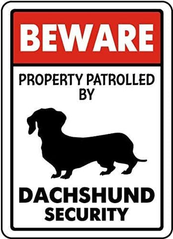 CCPARTON dachshund security sign 8x12 for outdoor display at bars and cafes