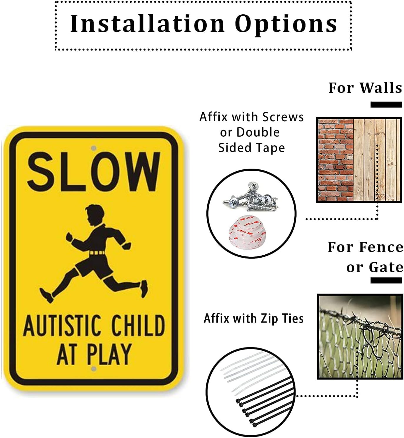 CCPARTON sign with pre-cut holes enables quick, secure mounting