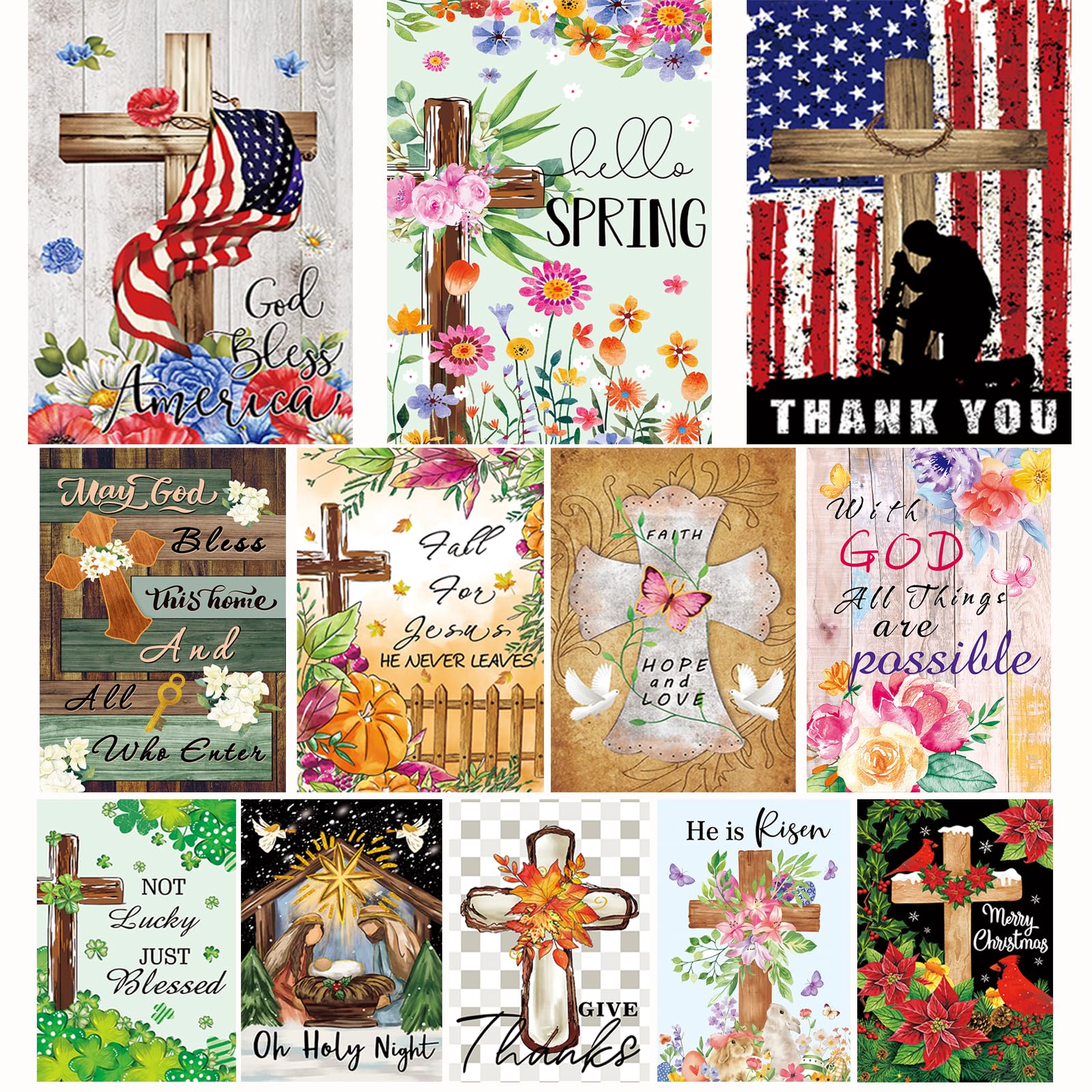 CDLong Christian seasonal flag set with double-sided design for year-round curb appeal.