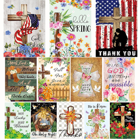 CDLong Christian seasonal flag set with double-sided design for year-round curb appeal.