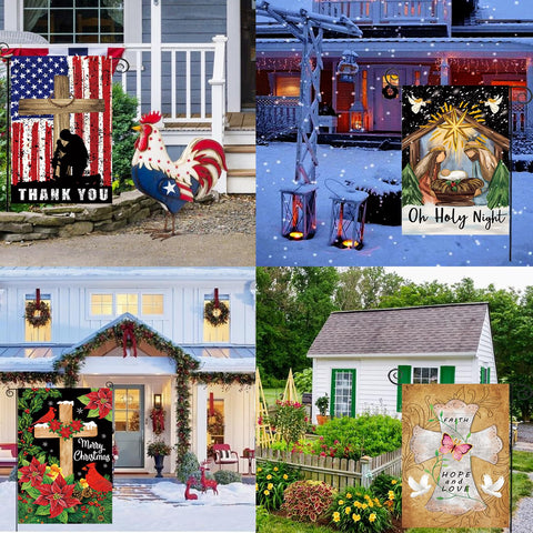 CDLong Christmas flag 12x18 enhances seasonal curb appeal.