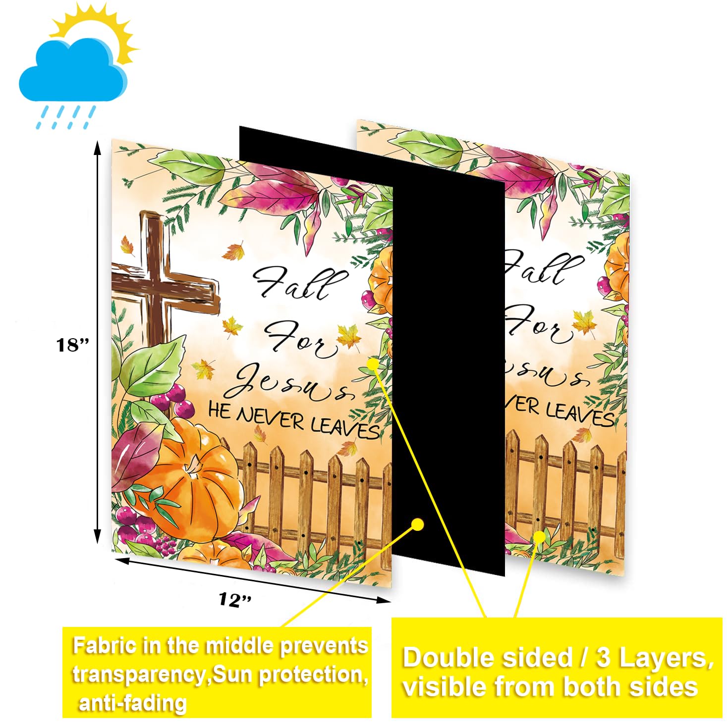 CDLong cross welcome flag 12x18 visible from both sides for yard decor.